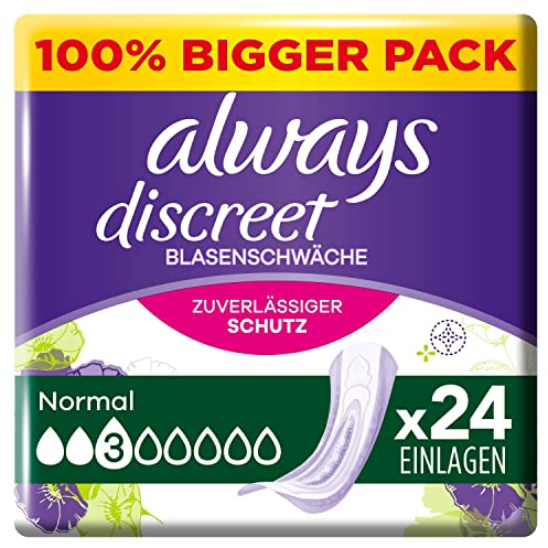 Always Discreet Inkontinenz-Slipeinlagen Damen, Normal (24 Binden) Big Pack, starker Schutz, den Sie kaum spüren