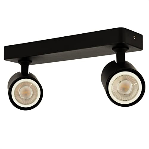 INNOVATE LED Deckenstrahler Schwenkbar | GU10 Spotleuchten & Spotbalken 230V | Deckenlampe LED Deckenleuchte | Deckenspots 2-flammig für Küche, Wohnzimmer, Schlafzimmer | Lampe Schwarz Dual