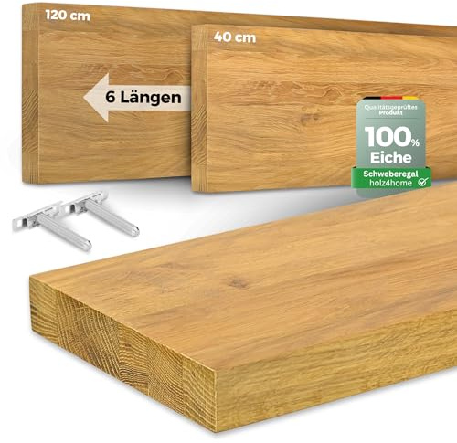 holz4home® Wandregal ohne Baumkante 100 cm Länge, Natur Geölt I Schweberegal Massivholz I Unsichtbare Befestigung moderner Stil I Wandboard Echtholz