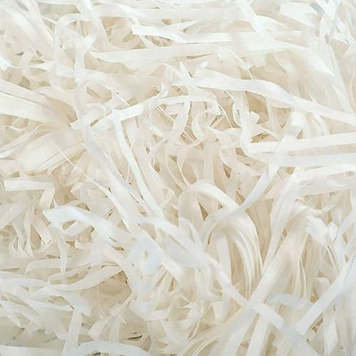 EULAPGOE 200g Paglia per Cesti Carta Rafi Carta Velina Tagliuzzata Pianta Naturale Carta Strappata Riempimento Confezione San Valentino Regalo Protezione Regalo di Decorazione(Bianco)