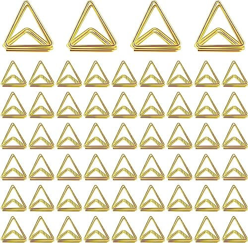 LATRAT 30 Stück Dreiecksform Tischkartenhalter Mini Tischkartenhalter Tischnummernhalter, Bildständer, Menükartenhalter, für Hochzeitstischkarten, 30 Gold