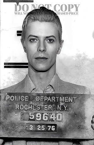 Fotografía de David Bowie Mugshot de 11 x 17 pulgadas, magnífica foto de taza de 1976, busted in New York State - icono musical - Los años setenta - Rock and Roll - Foto rara - Póster de impresión