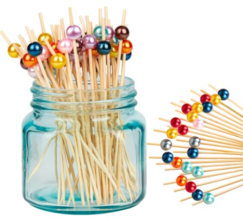100Pcs Cocktail Sticks for Food Biodegradable Fruit Stick Bamboo Skewers for Appetizers Toothpicks Wooden Cocktail Picks for Drinks