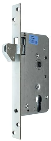 BKS Schiebetürschloss Massive Ausführung mit hebender Hakenfalle Dornmaß: 55mm, Stulp: 24 x 260mm Eckig incl. SN-TEC Montageset