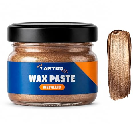 7 Artists Metalliskt Vax Brons 20 ml – Gilding Wax med Bivax och Apelsinolja | Brons Metallic Effekt för Möbler, Ramar, Trä, Gips, Lera och Terrakotta | Bronze Wax Paste Vintage