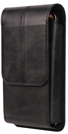 Marsupio per Cellulare Uomo in Pelle, Borsa da Cintura Smartphone Nero, 6.1 Sacchetto Uomo Cintura per Cellulare Borsello Custodia Custodia con Clip da Cintura Telefono Fondina Porta con Portacarte