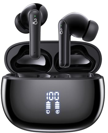 YELKUTT Wireless Earbuds, Wireless Headphones with HiFi Stereo Deep Bass Ear Buds, Bluetooth 5.3 Headphones with 6 ENC Noise Cancelling Mic, 50H Playtime, Earphones Dual LED Display, IPX8 Waterproof