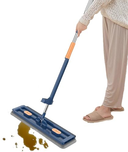 Balai Plat - Balai Serpillère avec Fonction Essorage, Serpillière en Microfibre avec 2 Têtes De Rechange pour Bois Dur, Carrelage, Marbre Multicolore
