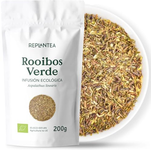 ROOIBOS VERDE ECOLÓGICO 200g (100 Tazas) | Té Rooibos No Fermentado a Granel Orgánico de Gran Aroma Calidad Super Grade REPLANTEA