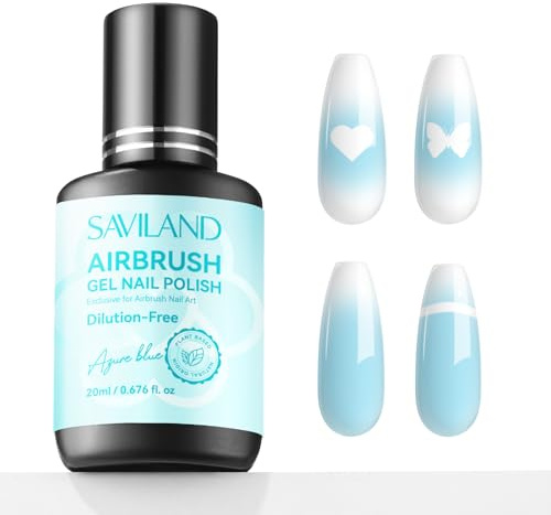 SAVILAND 20ml Smalto Gel per Aerografo Senza Diluizione, Blu Smalto Gel Non Intasante Smalto per Unghie, Basso Odore l'aerografo Vernice per Aerografo per Unghie Ombre Nails French Nail Art