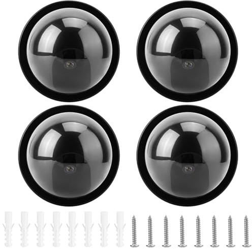 Telecamera dome finta fittizia da 4 pezzi, telecamera di sicurezza finta, telecamere esterne finte, adatta per garantire prestazioni affidabili (Black)