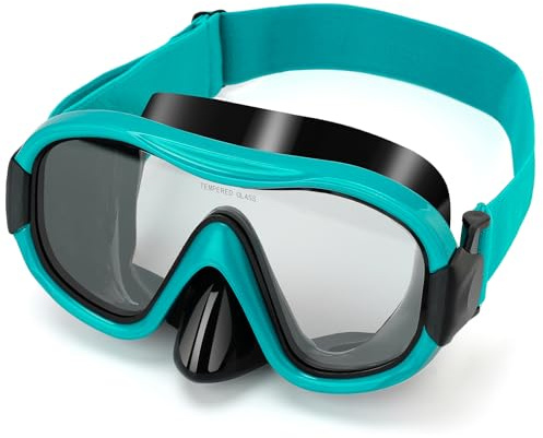 Schwimmbrille Scuba Schnorchel Maske für Erwachsene, verstellbare elastische Strickband Schwimmbrille, gehärtetes Glas mit Panorama Scuba Snorkel Tauchmaske für Erwachsene