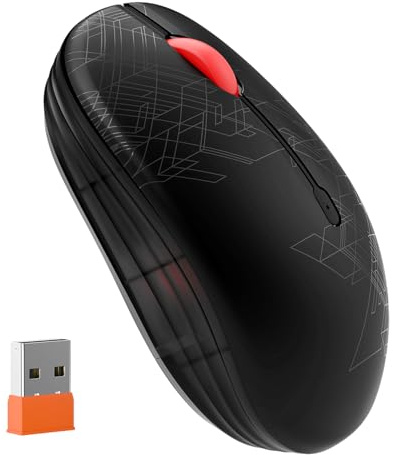 FMOUSE Dual Mode Wireless Mouse: Bluetooth & 2.4GHz USB, Silent Click, Ergonomic for Office & Study, AA Battery (1 Year Life), Portable for Laptop, PC, Mac, iPad, Windows/MacOS/Android (Black)
