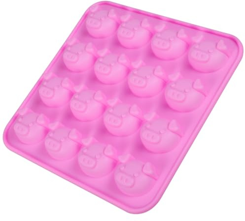 COLLBATH Silikonform Schweinchen Mit 16 Formen Fondantform Für Kuchen Schokolade Bonbons Gelee Und Eiswürfel Antihaft Für Diy-Backen Geburtstage Und Babypartys