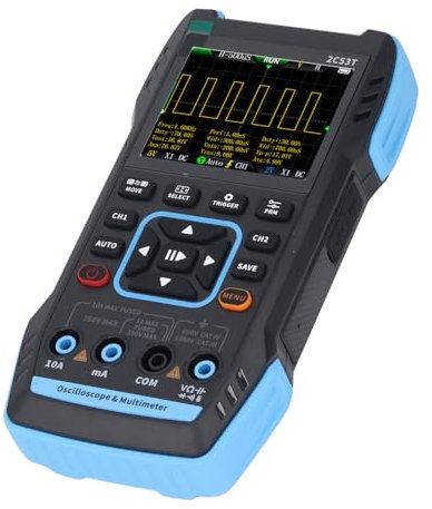 Multímetro Osciloscopio LCD de 2,8 Pulgadas, 2 Canales, 50 MHz, Mide Temperatura CC/CA V/I Res Cap, Incluye Generador de Señales