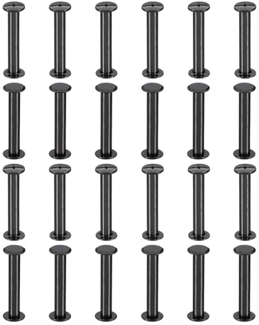 PATIKIL 24 Ensembles de Vis Chicago 30mm l Vis Chicago Phillips Noir | Vis de Reliure Boulons, Rivets en Cuir Connecteurs pour Ceinture en Cuir Albums Photo Scrapbook