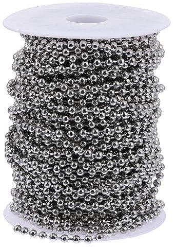 jojofuny Stainless Steel Beaded Pull Chain 30M Cuttable Metal Chain for Roller Blinds Jewelry Making Ceiling Fan Light Accessories