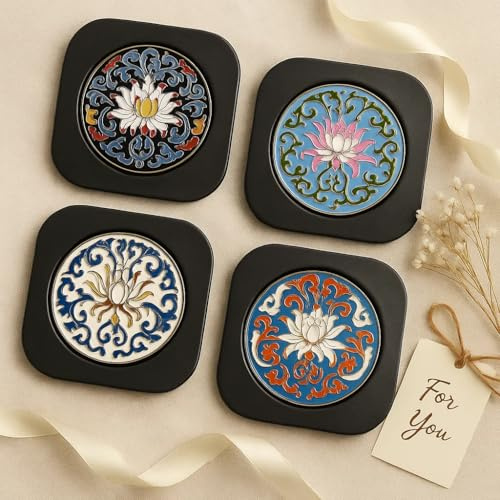 Cloisonne - Juego de 4 piezas de pintura esmaltada para principiantes, bandeja de té de vidrio chino, filigrana, esmalte, proyectos de arte, suministros de manualidades, kit de números de pintura