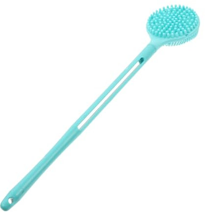 DEARMAMY Brosse de bain en silicone robinetterie deep cleaning brosse de nettoyante pour le corps masser nettoyage masseur de peau brosse à frotter à long manche abdos Blue