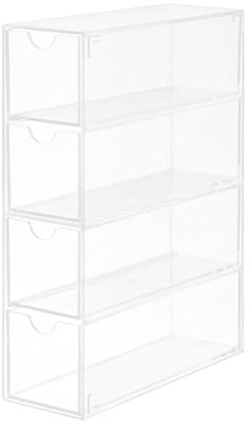 Aufbewahrungsbox für Brillen – Brillen-Organizer, Schublade, Acryl, transparente Sonnenbrillen-Aufbewahrung, Schmuck-Organizer, transparent, für Halsketten, Ringe, 4-stöckige Tischbox