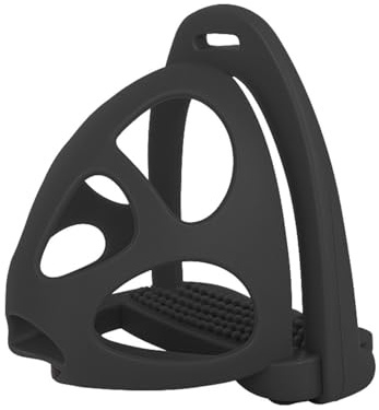 AK CagePro AKRS-6045-01 Steigbügel aus leichtem Kunststoff – langlebiges Paar Reitsteigbügel mit Sicherheitskäfig für Reittraining und Trail-Reiten (Schwarz, 12,9 cm)