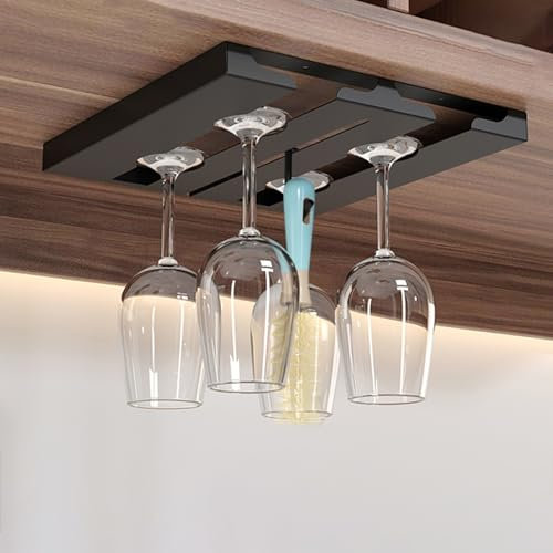GLMGBP Wine Rack, Wall Mounted Wine Rack, Metal Hanging Organizer, Glassware Drying Hanger, Under Cabinet Hanging Wine Glass Holder For Bar And Kitchen (Color : Black)