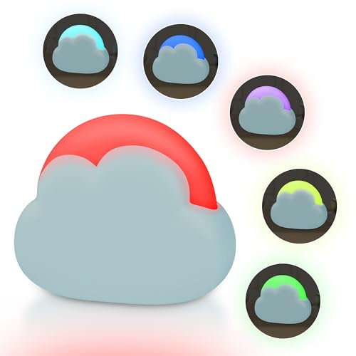 Annmore Luz Nocturna Bebé Nube Cambio de Color, Azul | Temporizador de 45 Minutos, 2 Brillos, Recargable, Cambio de Guardería, Lactancia Materna