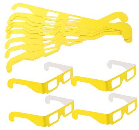 GOOHOCHY Partybrille aus Papier mit Regenbogen Effekt 20 Stück Gelb Bequemer Sitz für Erwachsene Sonnenbrille Party Erwachsene für Karneval und Festival