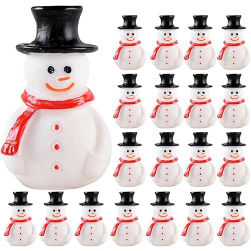 Weihnachtsfiguren Klein Schneemann Deko: 20 Stück Weihnachtsdeko Figuren Schneemänner Deko Figuren Mini Weihnachtsfigur für Weihnachtsfeier und DIY Mikrolandschaft Bonsai Feengarten Dekoration