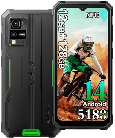 Blackview BV4800 Pro Téléphone Portable Incassable Android 14, 4G Ruggedisé Débloqué 12GB+128GB/1To,Écran 6.56'' 90Hz Téléphone Chantier,16MP+8MP, IP69K Résistant à l'eau,3 Slot/GPS/NFC/OTG/FM, Vert