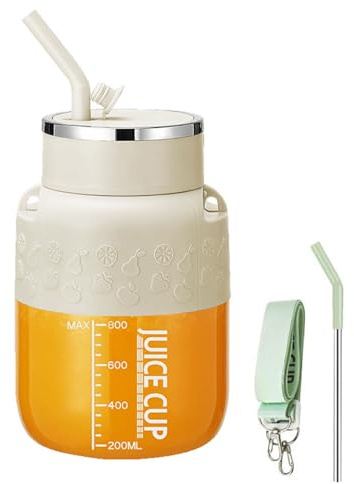 Blendgo 800 Portable Blender, with Straw and Crossbody Strap, 28 oz, Drink Directly from the Mouth, Can Make Smoothies, Electric Blender Suitable for Picnics, Office, Gym (Beige)