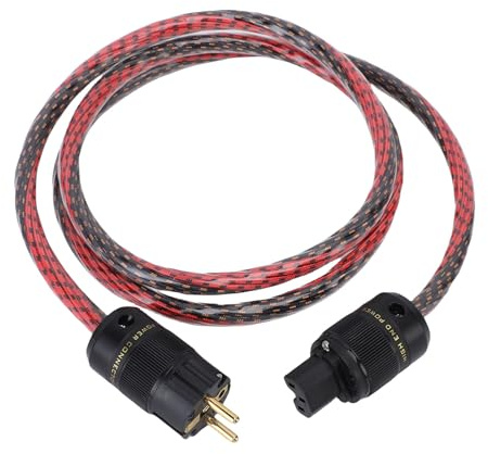 lyrlody Câble d'alimentation Audiophile Hi-FI Câble de Courant Haute Performance de Courant 10AWG avec des Bouchons Dorés pour L'amplificateur CD Player Record Player
