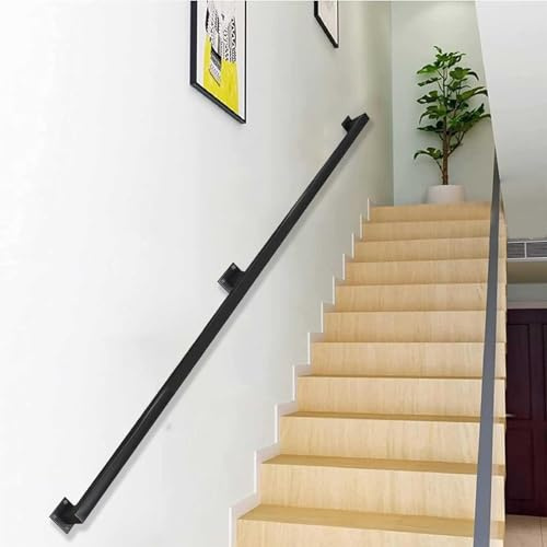 Corrimano per Scale - Kit Completo | Corrimano per Scale Nere Moderne per Scale Interne ed Esterne | Corrimano per Scale da 0,8 1 2 3 4 5 6 Metri, ringhiera per Scale montata a Parete (13 pi