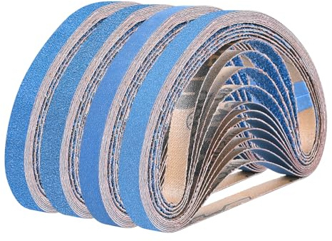 UMXIUO 32 stycken slipband 13 x 457 mm, slipband 40/60/80/120 slippapper för slipmaskin, för polering av metall, trä