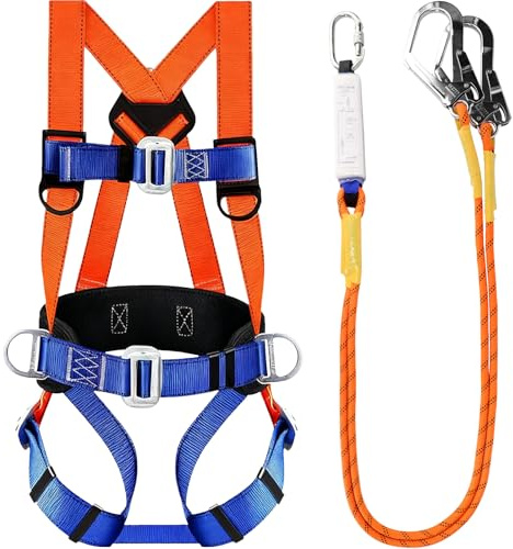 Sicherheitsgeschirr Fallschutz, Arneses De Seguridad Para Construcción, Ganzkörper Sicherheitsgeschirr, Safety Harness Fall Protection Kit, Stoßdämpfendem Umhängeband(Orange)