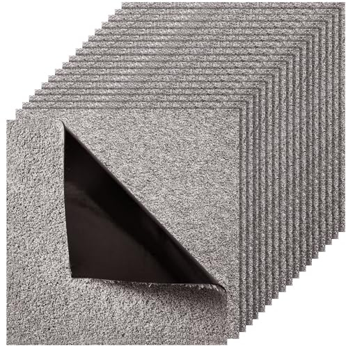 VEVOR Piastrelle per Moquette, 457 x 457 mm 10 Pezzi, Tappeto Quadrato Modulare, Pavimento Morbido Imbottito per Copertura Senza Cuciture 2,09 ㎡, per Soggiorno Camera da Letto, Marrone Scuro