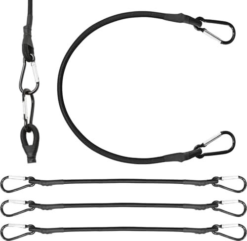 4 Pcs Bungee Cords with Carabiner Clips, Elastic 30cm Bungee Cords with Hooks, Stretchable Elastic Bungee Straps for Walking,Camping, Luggage, Tarps, Cars, Outdoor and Gardening Use 12inch Long Each