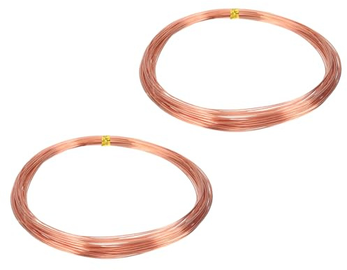 QUARKZMAN 99,9% Massiv Blank Kupferdraht, Weiches Reines Kupfer Basteldraht 12 Meter 24 Gauge (0,5mm) Für Bastelarbeiten Schmuckherstellung Gartenarbeit, Packung Mit 2 (12m)