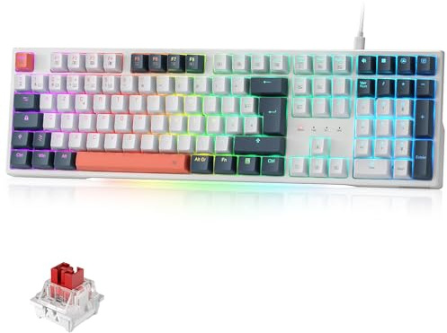 Redragon K668 Clavier Mécanique Filaire AZERTY RGB Hot Swap Switch Rouge