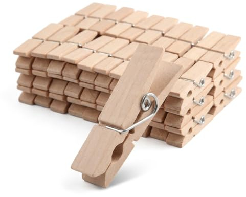 100 Mini Pinces à Linge en Bois Naturel 25x3mm pour Décoration Maison Photos et Loisirs Créatifs Petite Pince a Linge Solide avec Ressort Robuste Idéal pour Guirlande Photo et Événements