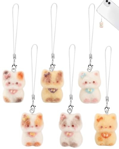 WUNZILO 6 Pcs Pendentifs Y2K pour Téléphone Portable, Phone Charm Strap, Chaine Telephone Portable, bijoux de telephone, Pour Téléphone Case Porte-clés Sac à dos Portefeuille,Style A