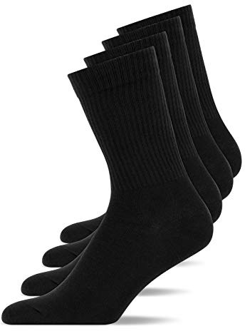 Snocks 4 Paia di Calze Spugna Uomo e Donna - Taglie 39-42 - Colore Nero - Calzini Sportivi in Cotone