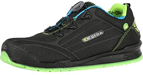 Cofra 78880-000.W42 BURST S3 ESD SRC säkerhetsskor, svart/ljusgrön, storlek 42