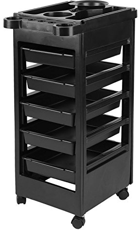Crisnails® Carros de Mantenimiento con Ruedas Profesional para Peluquería, Barbería, Perfumería, Cosméticos, Salón, Tienda de Tatuaje, Manicura y Pedicura (NEGRO)