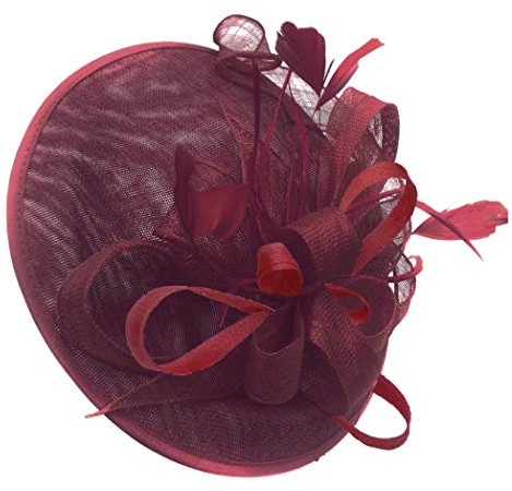 Caprilite Vinröd mix färg Sinamay stor skiva tefat fascinator hatt för kvinnor bröllop pannband