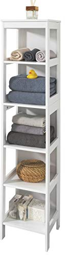 SoBuy BZR14-W Badregal mit 5 Ablagen Bad-Hochschrank Standregal Küchenregal Aufbewahrungsregal weiß BHT ca: 30x139x30cm
