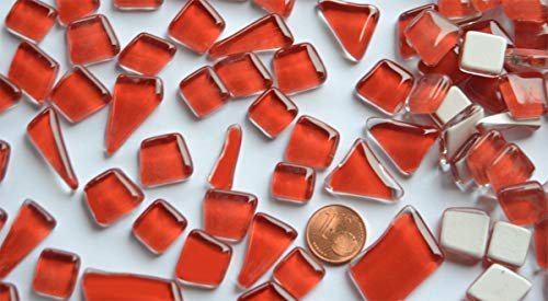 200g Soft Glas-Mosaiksteine unregelmäßig (Polygonal) glänzend, nicht lichtdurchlässig (Rot)