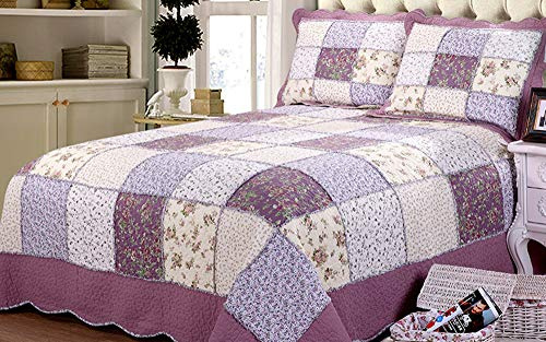 Colcha Cama 150 Bouti Edredon Colchas Reversible Algodon Acolchado Patchwork Edredones Manta Y 2 Funda De Almohada,Patchwork11
