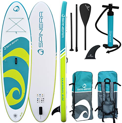 SPINERA Classic SUP 9'10 – Aufblasbares Stand Up Paddle Board Set 300x76x15 cm mit Paddel, Pumpe & Rucksack – Einsteiger Allround Board für Erwachsene & Kinder