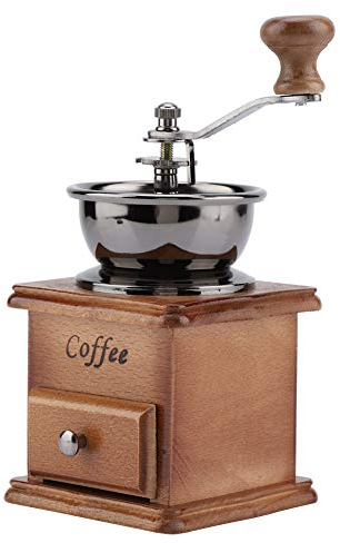 Queen.Y Molinillo de café manual portátil, estilo retro, con cajón de madera, molinillo manual para el hogar, la oficina, decoración